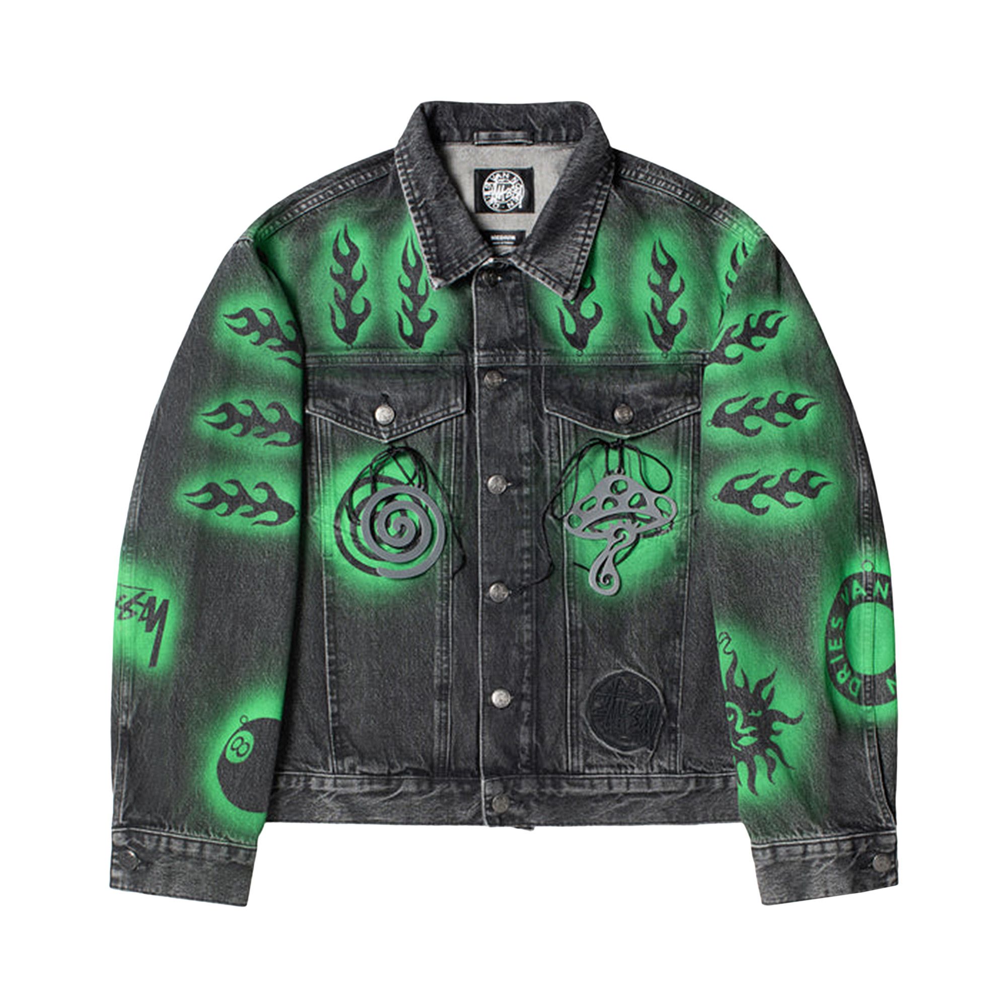 Size l Stussy x Dries Van Noten Hand-Stencilled Denim 'Washed Black'