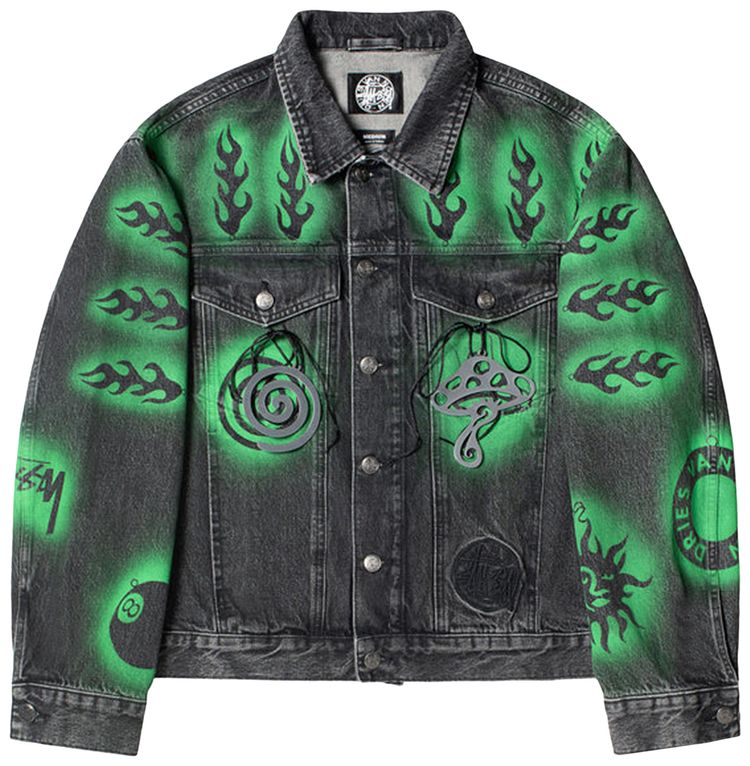 Stussy x Dries Van Noten Hand Stencilled Denim Washed Black