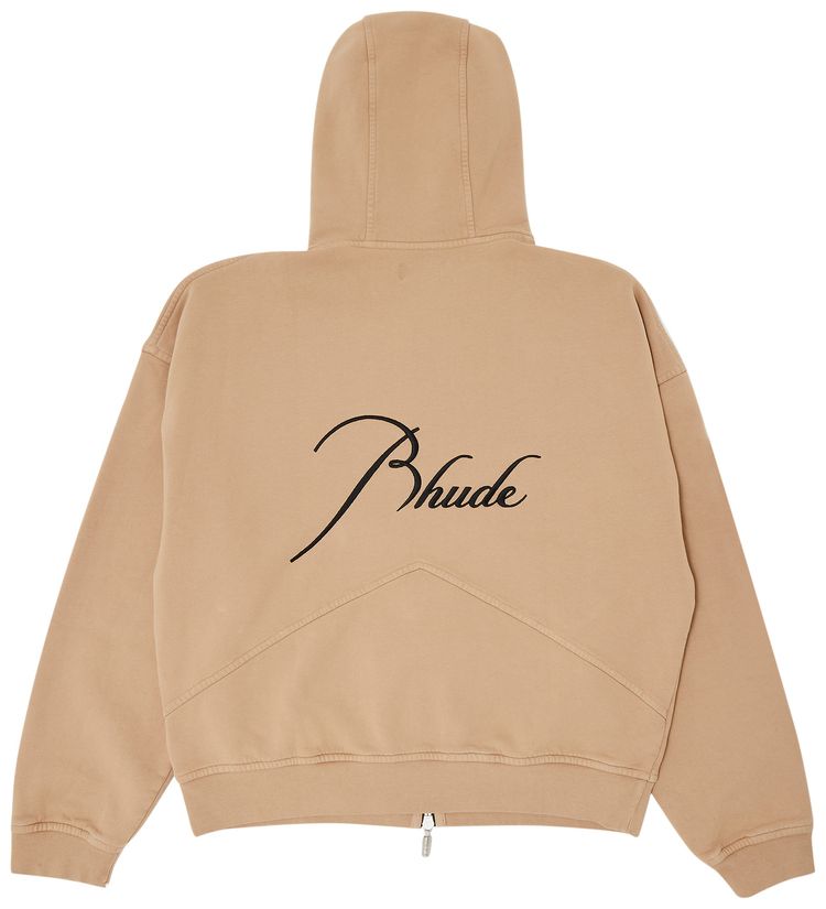 Rhude Zip Up Hoodie Sand
