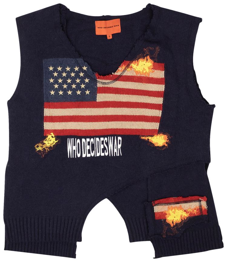 Who Decides War Larueur Flag Sweater Vest Black