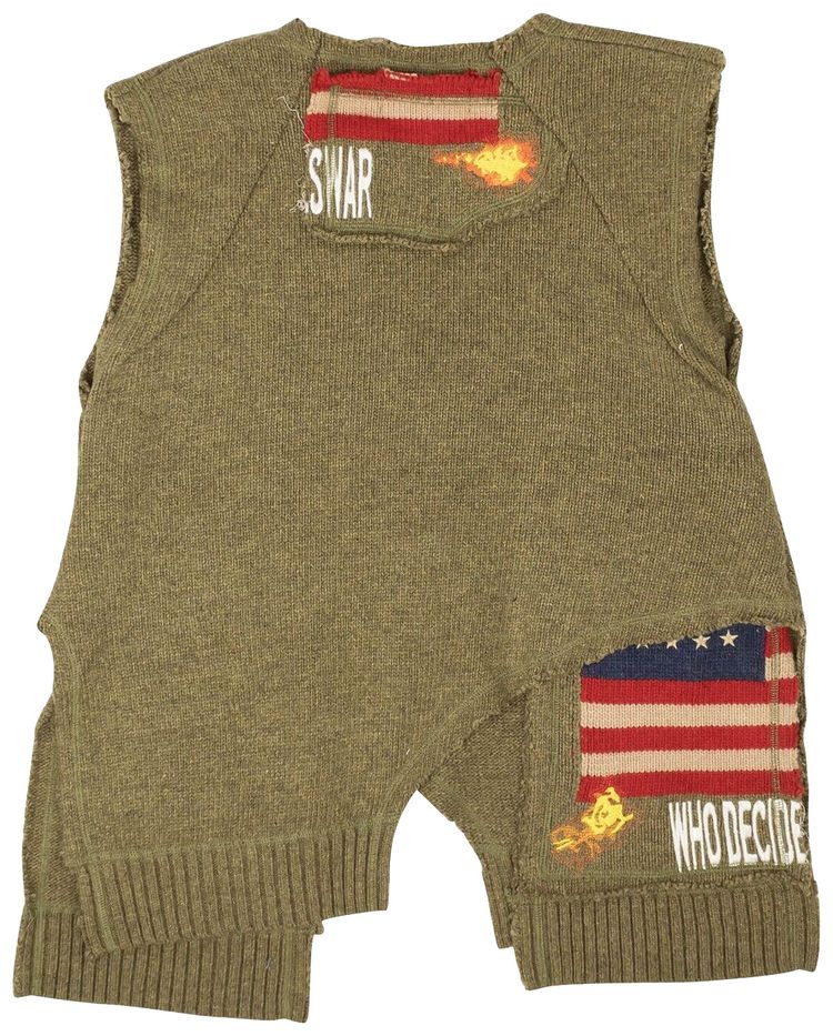 Who Decides War Larduer Flag Sweater Vest Green