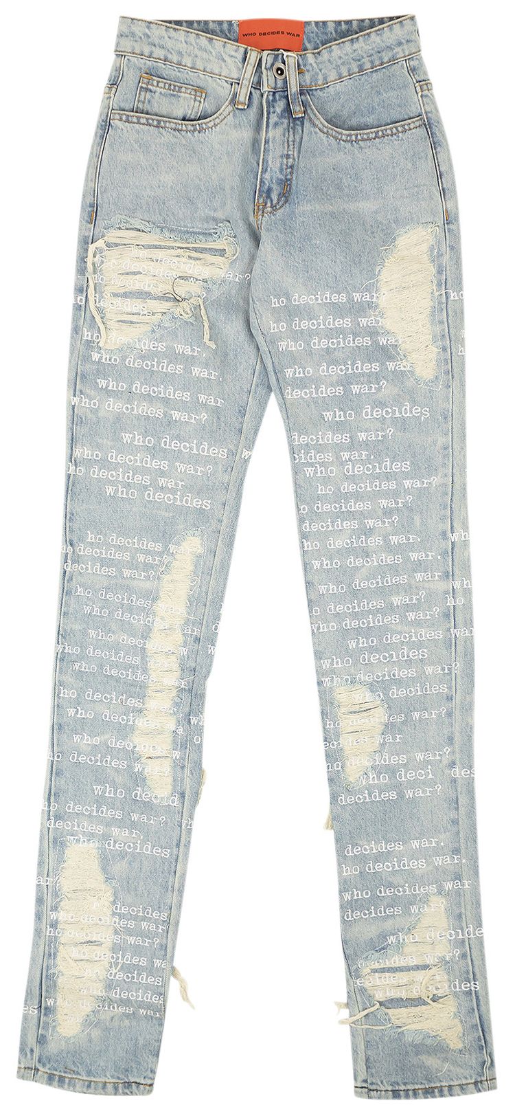 Who Decides War Scripture Embroidered Denim Blue
