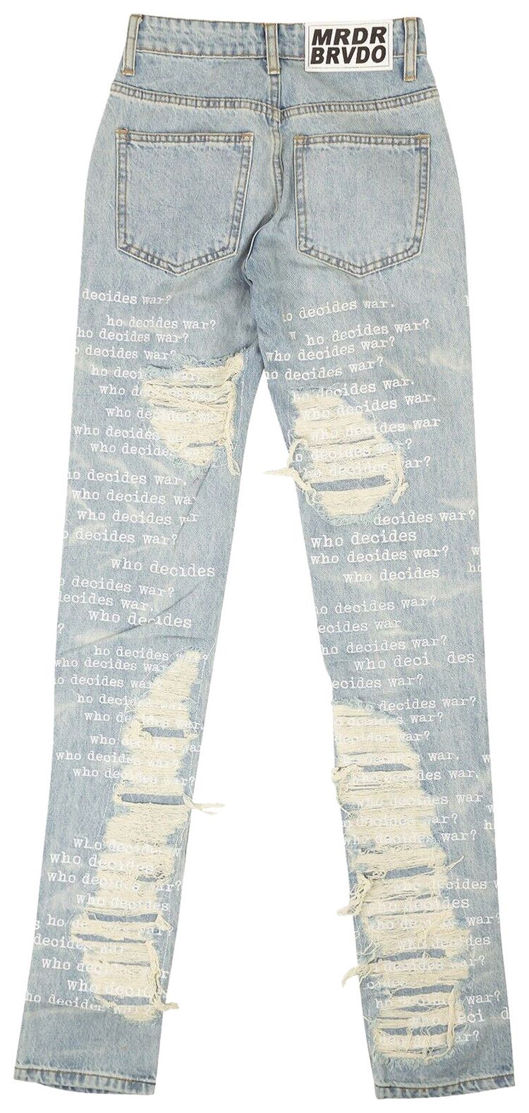 Who Decides War Scripture Embroidered Denim Blue