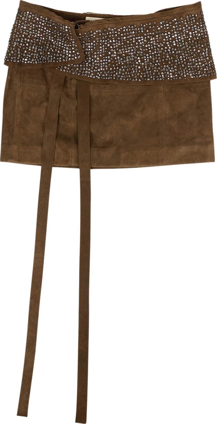 Saint Laurent Studded Suede Mini Skirt 'Brown'