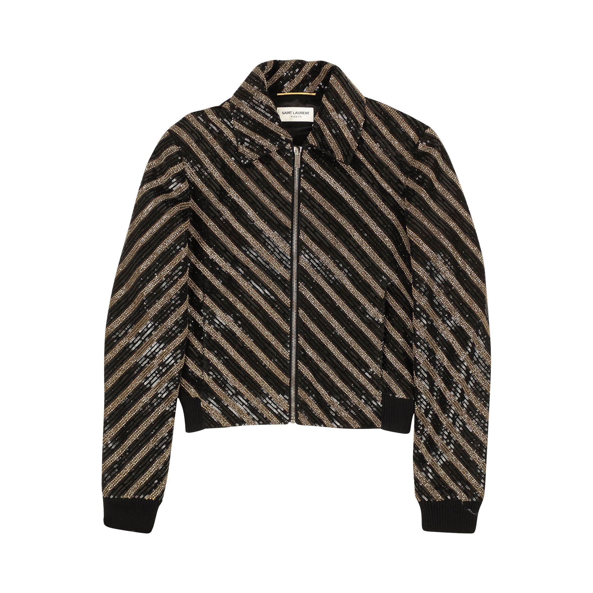 Buy Saint Laurent Beaded Zip Up Jacket 'Black' - 511166 YC2NZ 1970