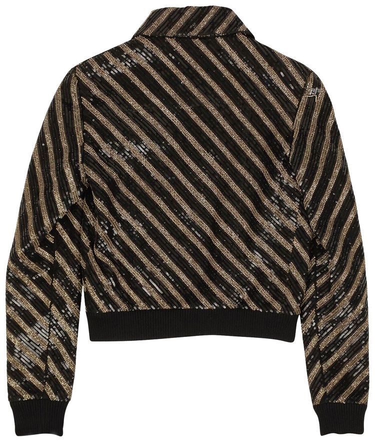 Saint Laurent Beaded Zip Up Jacket Black