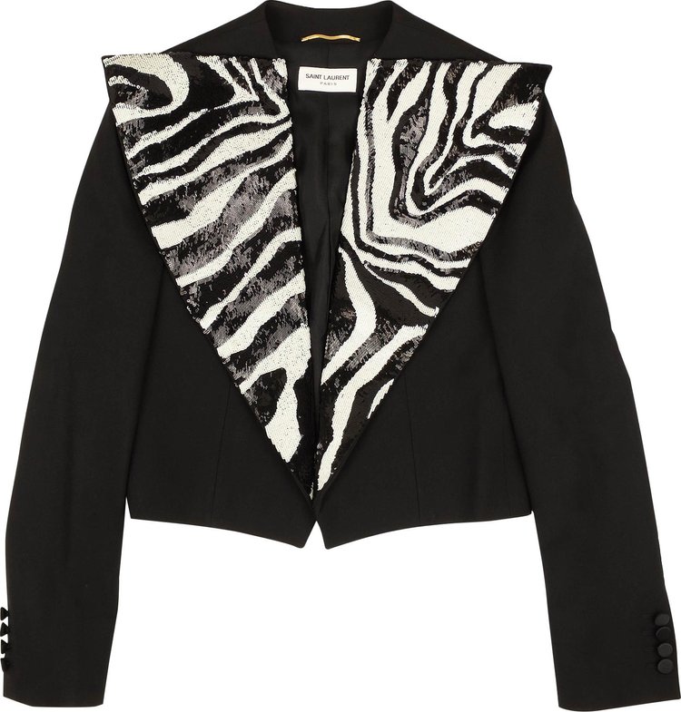 Saint Laurent Zebra Sequin Blazer 'Black'