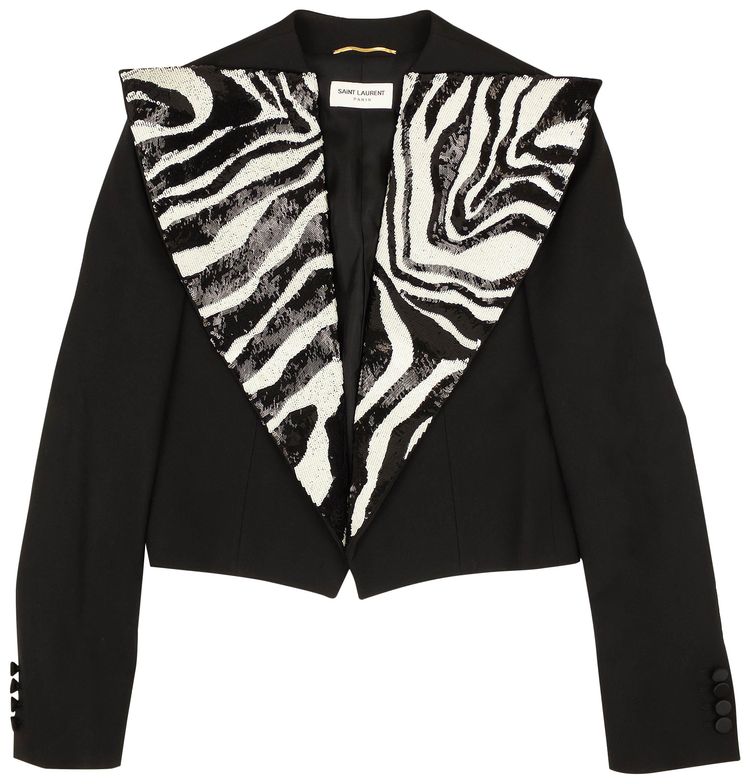 Saint Laurent Zebra Sequin Blazer 'Black'