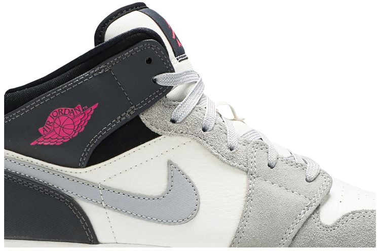 Air Jordan 1 Mid GS White Grey Hyper Pink