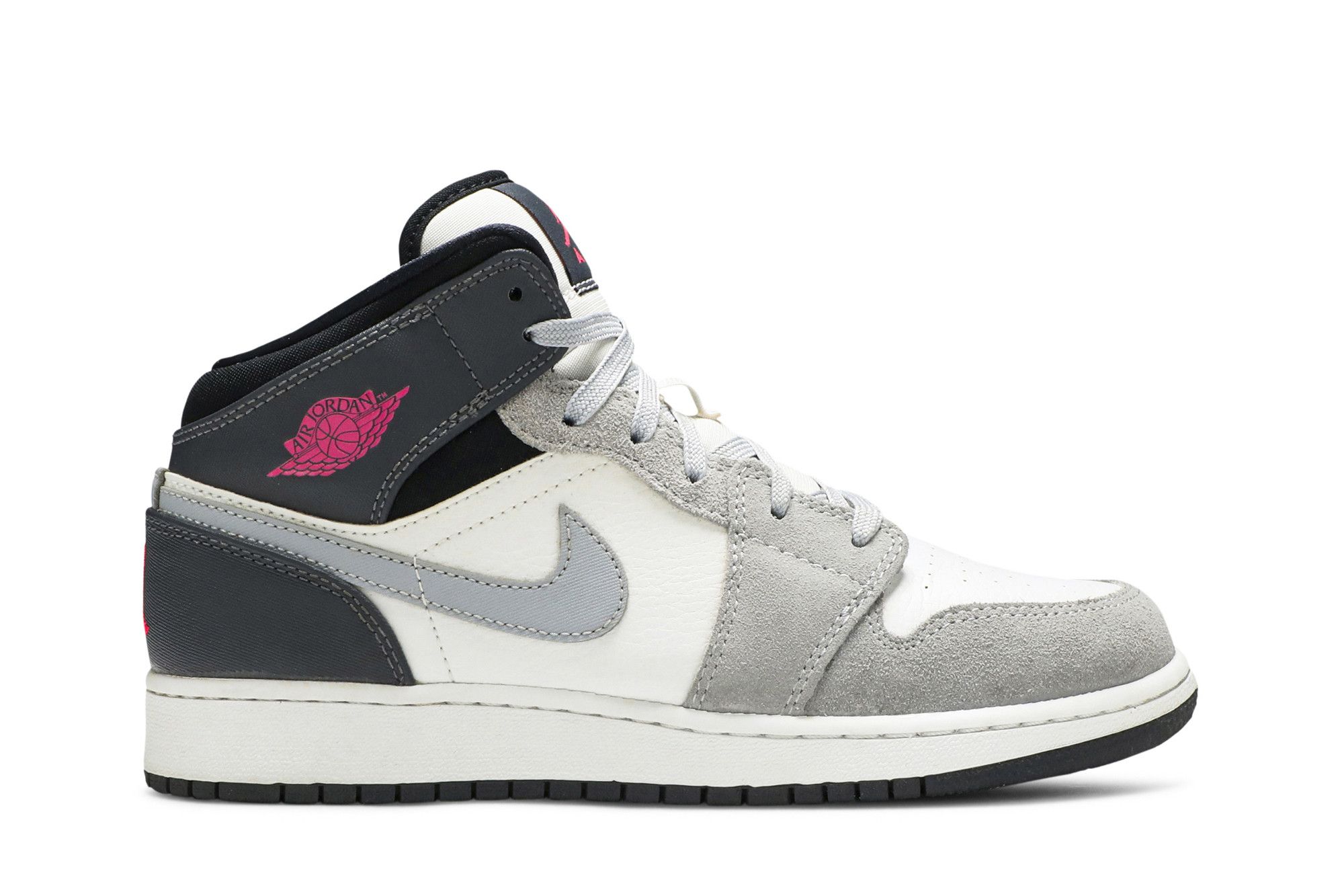 Air Jordan 1 Mid GS White Grey Hyper Pink