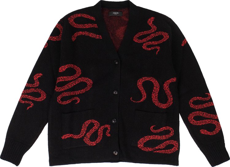 Amiri Cashmere Snake Knit Cardigan Sweater 'Black'