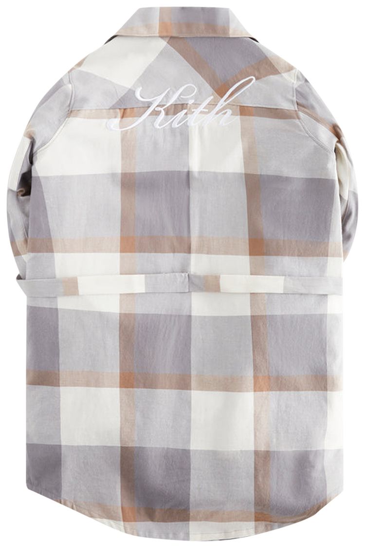 Kith Kids Plaid Long Sleeves Shirt Dress Ghost Grey
