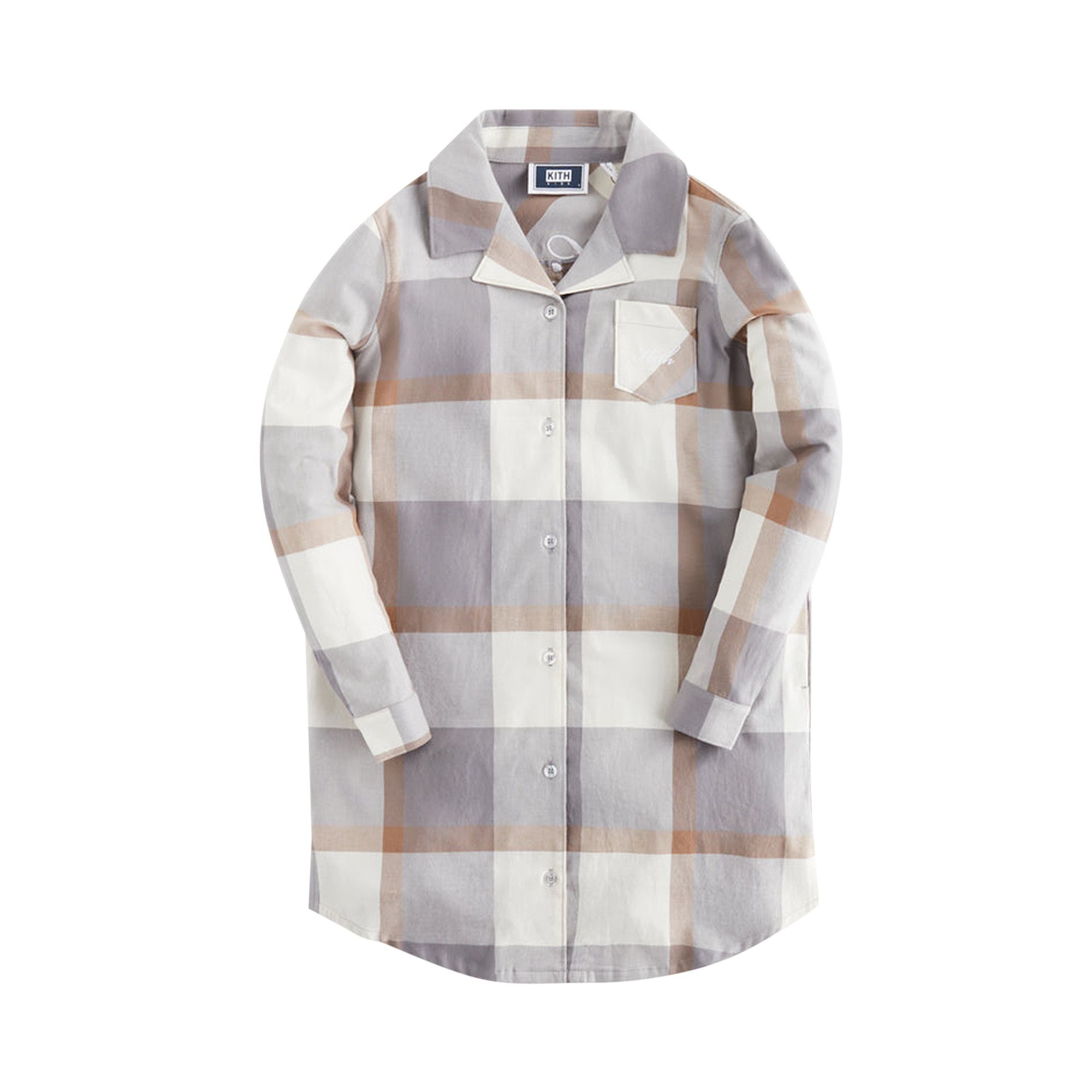 Buy Kith Kids Plaid Long Sleeves Shirt Dress Ghost Grey