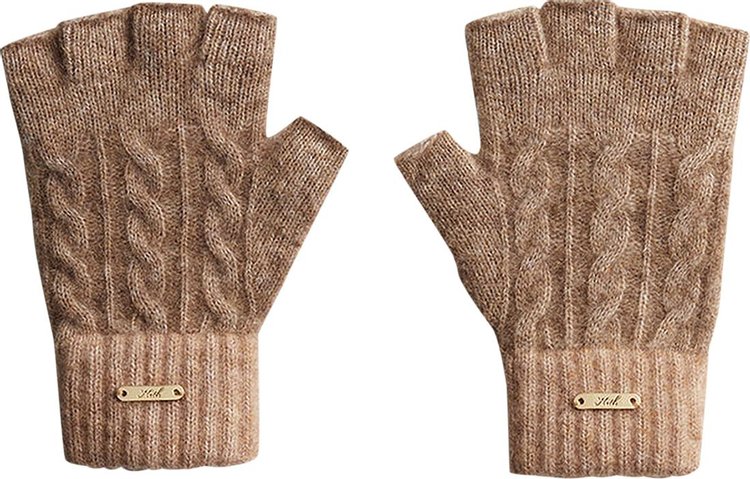 Kith Kithmas Cable Knit Fingerless Gloves Quicksand