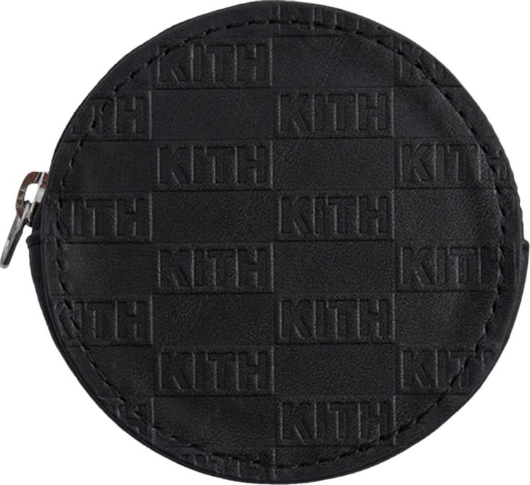 Kith Monogram Leather Coin Pouch Black