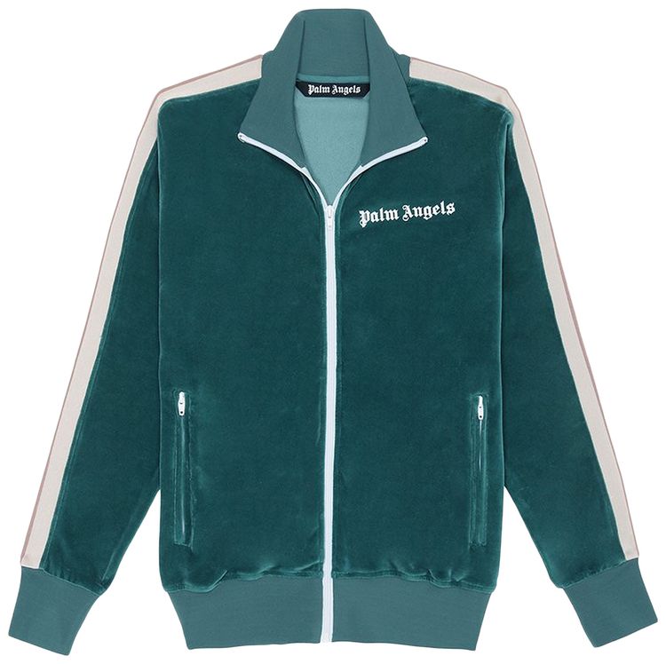 Palm Angels Chenille Track Jacket Pine GreenWhite