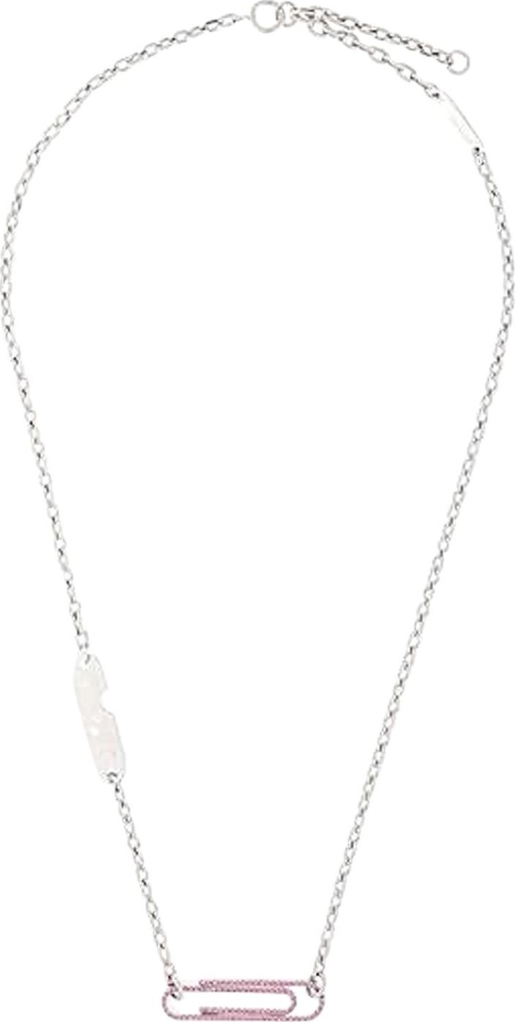 Buy Off-White Texturized Paperclip Necklace 'Silver' - OM0B113F22MET0017200
