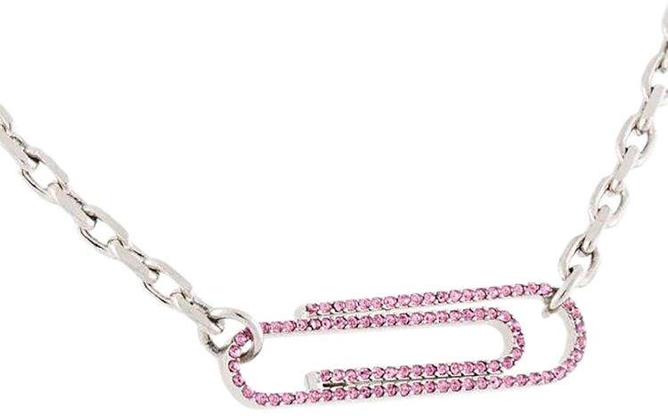 Off White Paperclip Necklace Silver