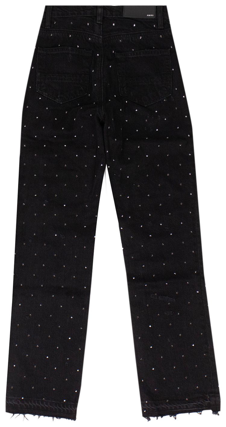 Amiri Crystal Embellished Straight Jeans Black