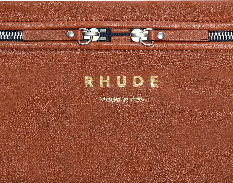 Rhude Leather Messenger Bag Tan