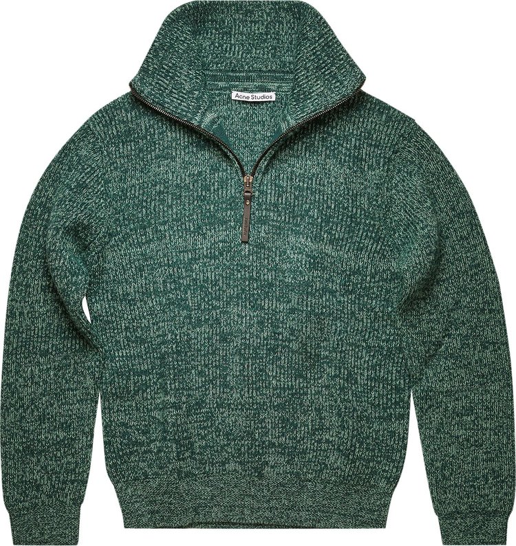 Acne Studios Half-Zip Knitted Sweater 'Forest Green/Mint Green'