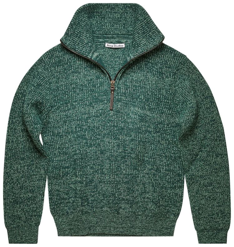 Acne Studios Half Zip Knitted Sweater Forest GreenMint Green