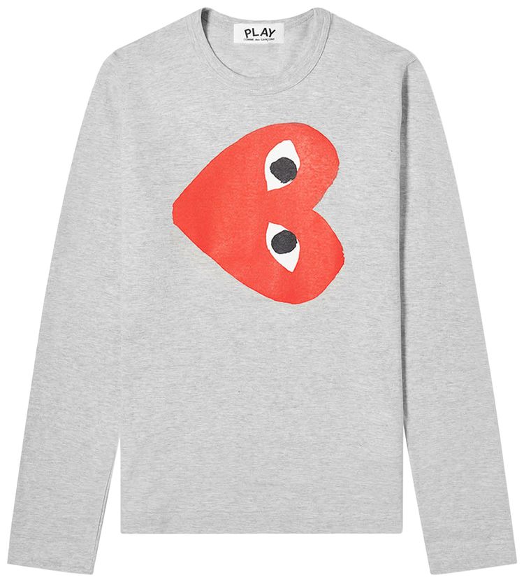 Comme des Garcons PLAY Sideways Heart Logo T Shirt Grey