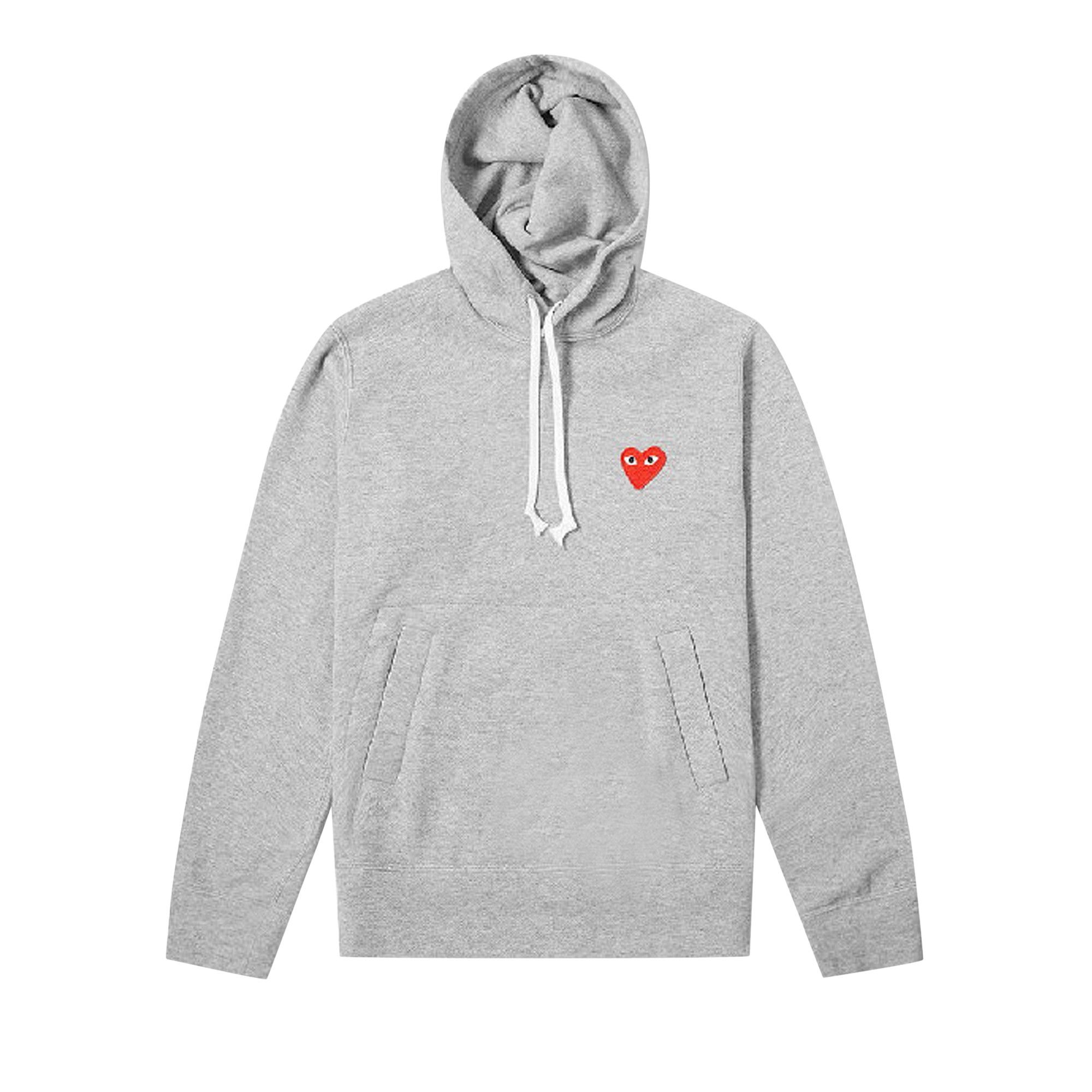 Buy Comme des Garçons PLAY Heart Logo Pullover Hoodie 'Grey