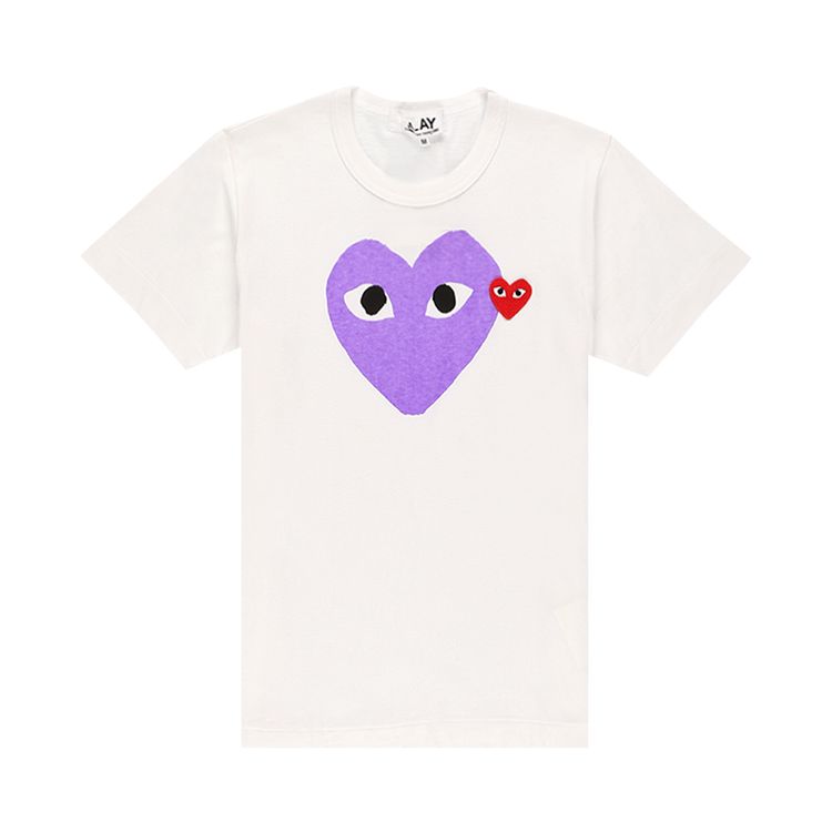 Comme des Garcons PLAY Heart Logo T Shirt WhitePurple
