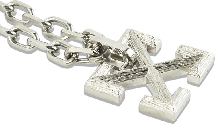 Off White Textured Arrow Necklace Silver