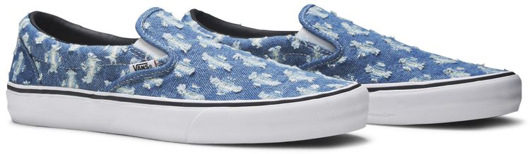 Supreme x Vans Slip On Blue Hole Punch Denim