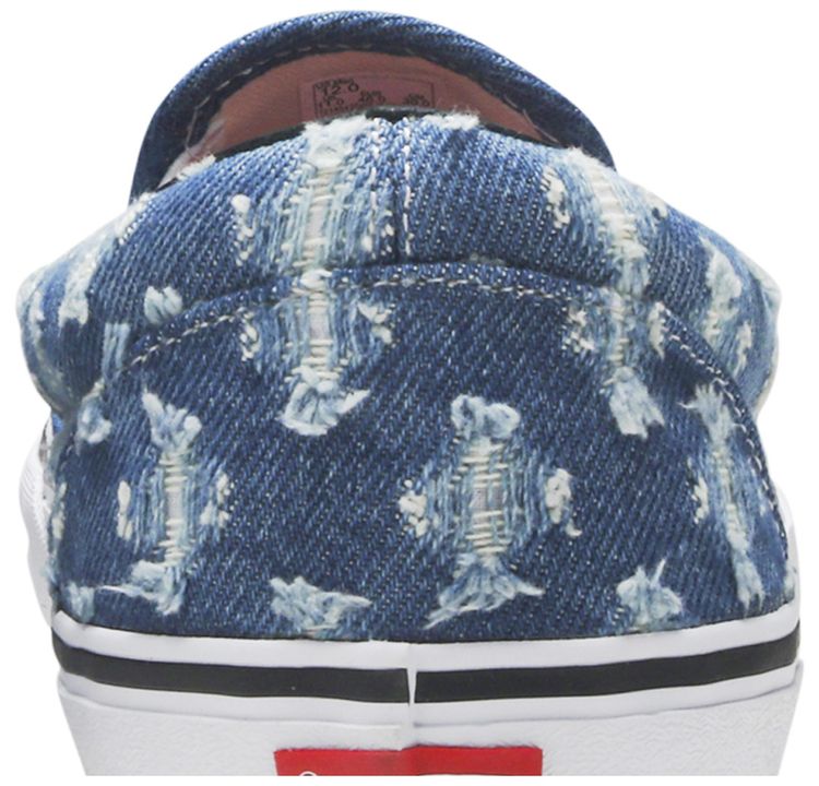Supreme x Vans Slip On Blue Hole Punch Denim