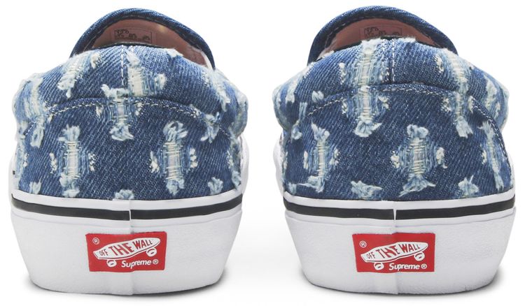 Supreme x Vans Slip On Blue Hole Punch Denim