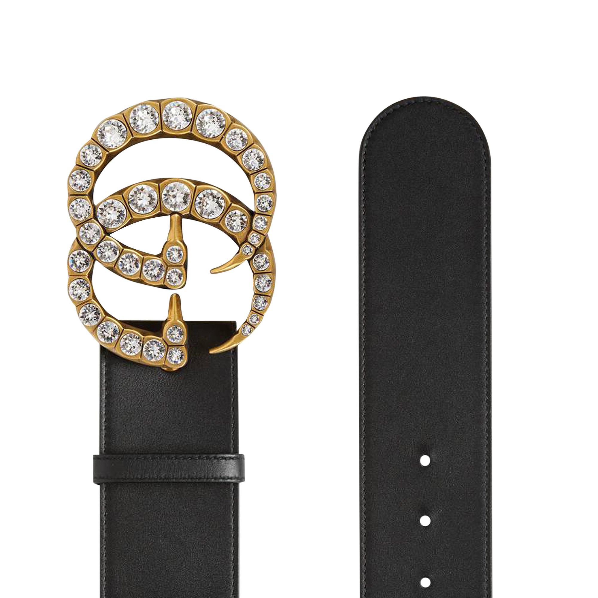 Buy Gucci Crystal GG Leather Belt 'Nero/Crystal' - 550110