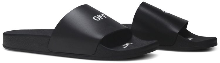 Off White Print Sliders Black