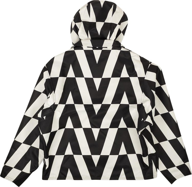 Valentino Optical Print Hooded Windbreaker IvoryBlack