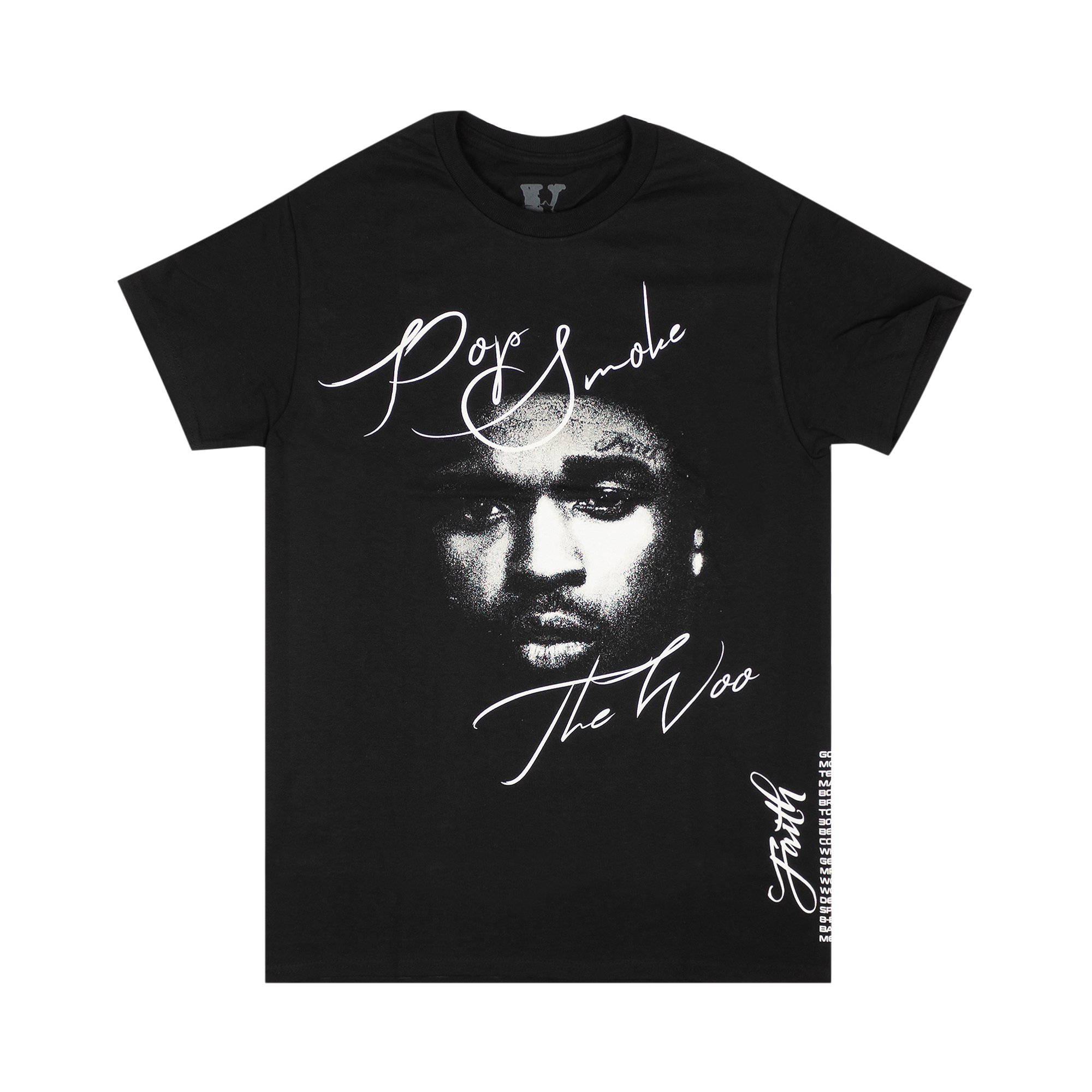 Vlone x Pop Smoke Faith T-Shirt 'Black' | GOAT