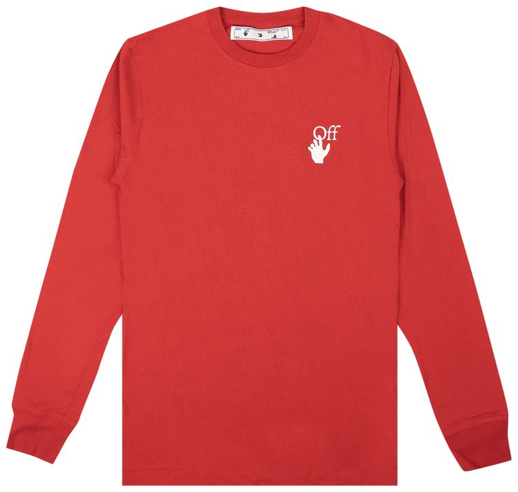Off White Cut Here Long Sleeve T Shirt Red