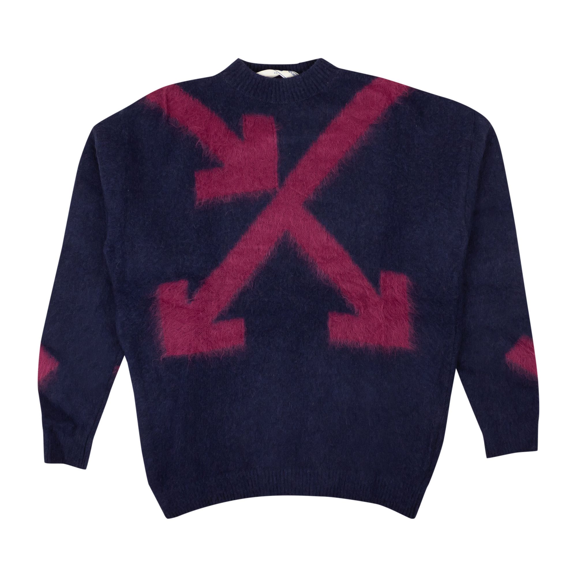 Buy Off White Fuzzy Arrow Crew Sweater Blue OMHA036R21KNI0024934 GOAT