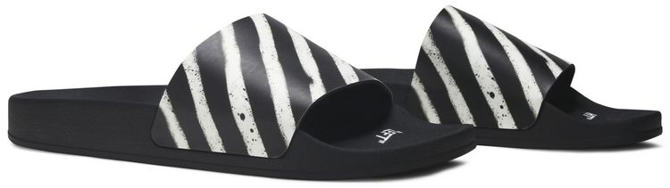 Off White Spray Stripes Slider Black White
