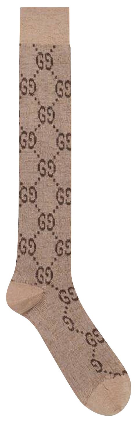 Gucci Lame GG socks Tan