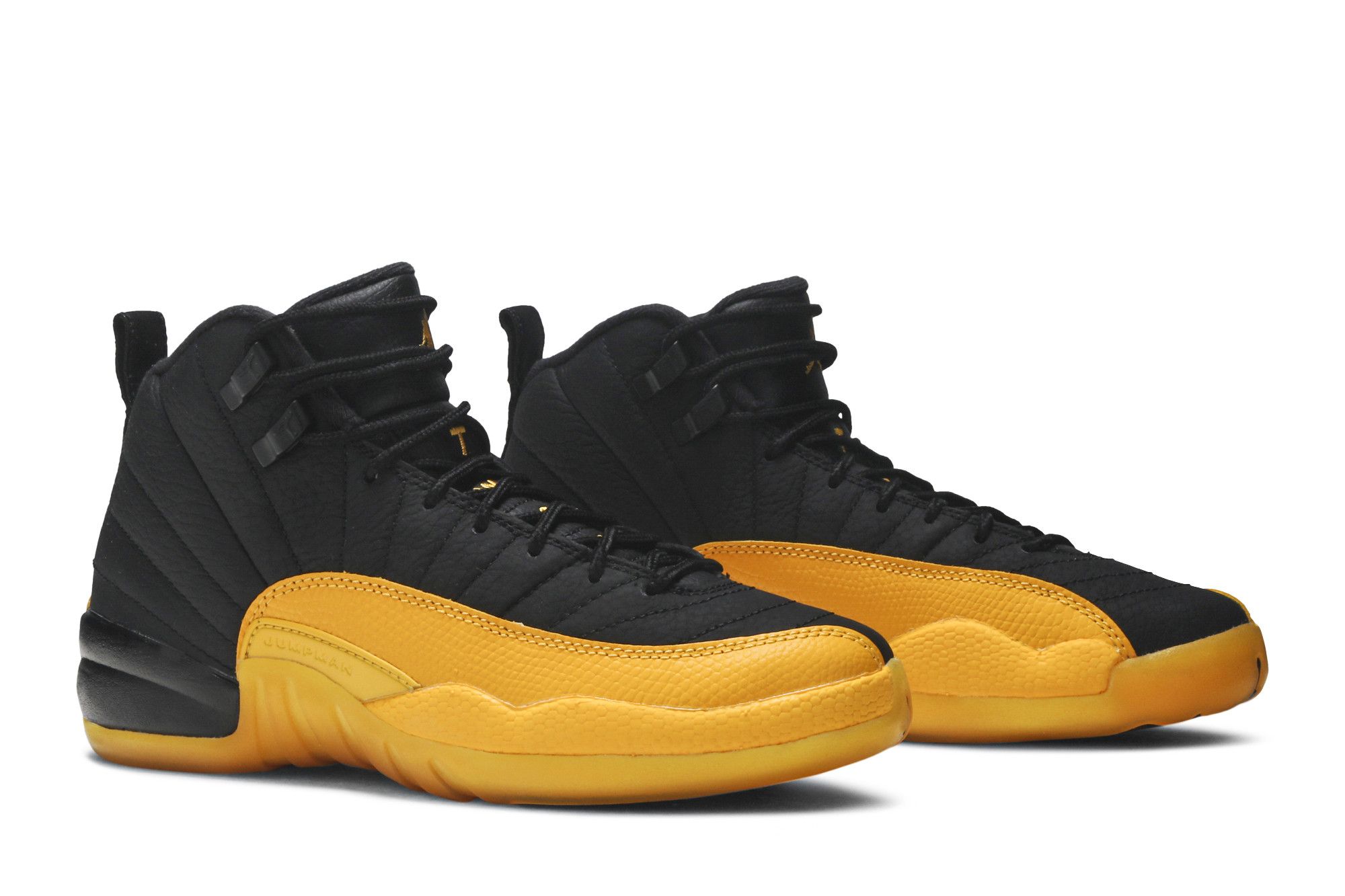 black and university gold 12s