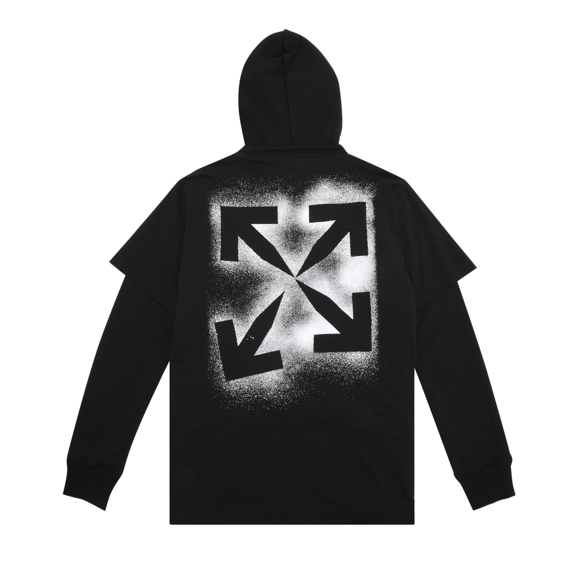 Buy Off White Stencil Double Tee Hoodie Black White OMBB051E20FLE0011001 GOAT