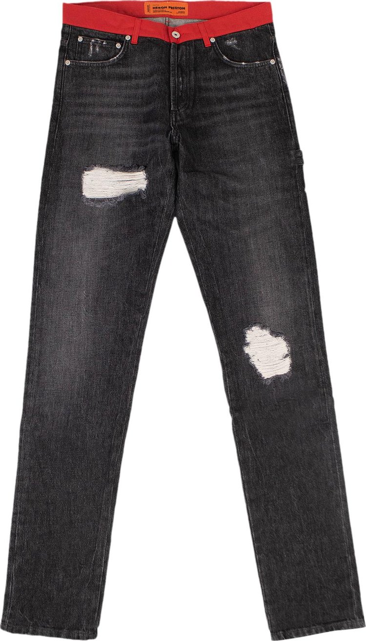Heron Preston Denim Nylon Waistband Jeans Pants 'Black'