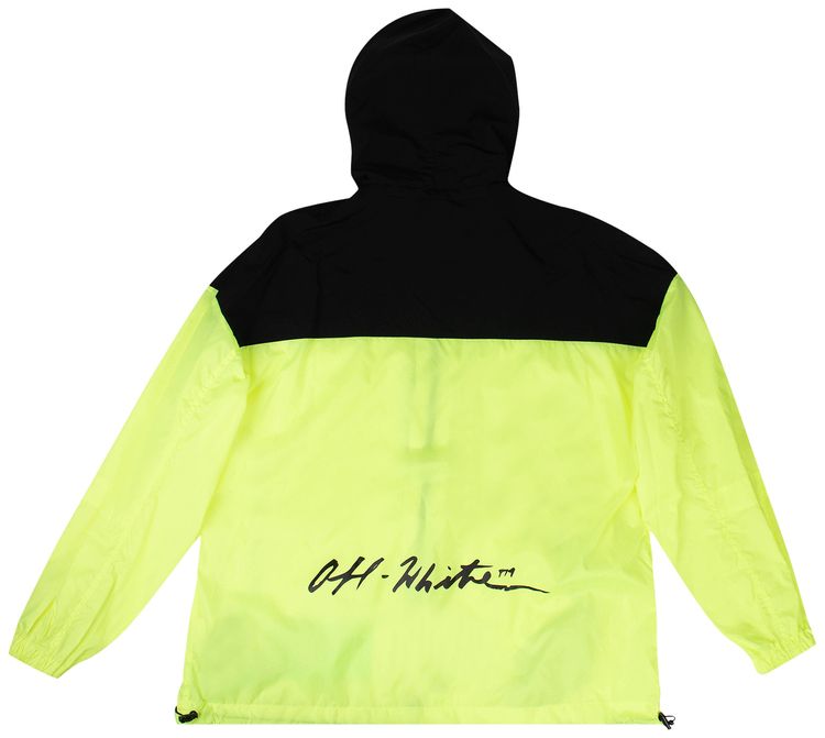 Off White Full Zip Nylon Windbreaker Fluo YellowBlack
