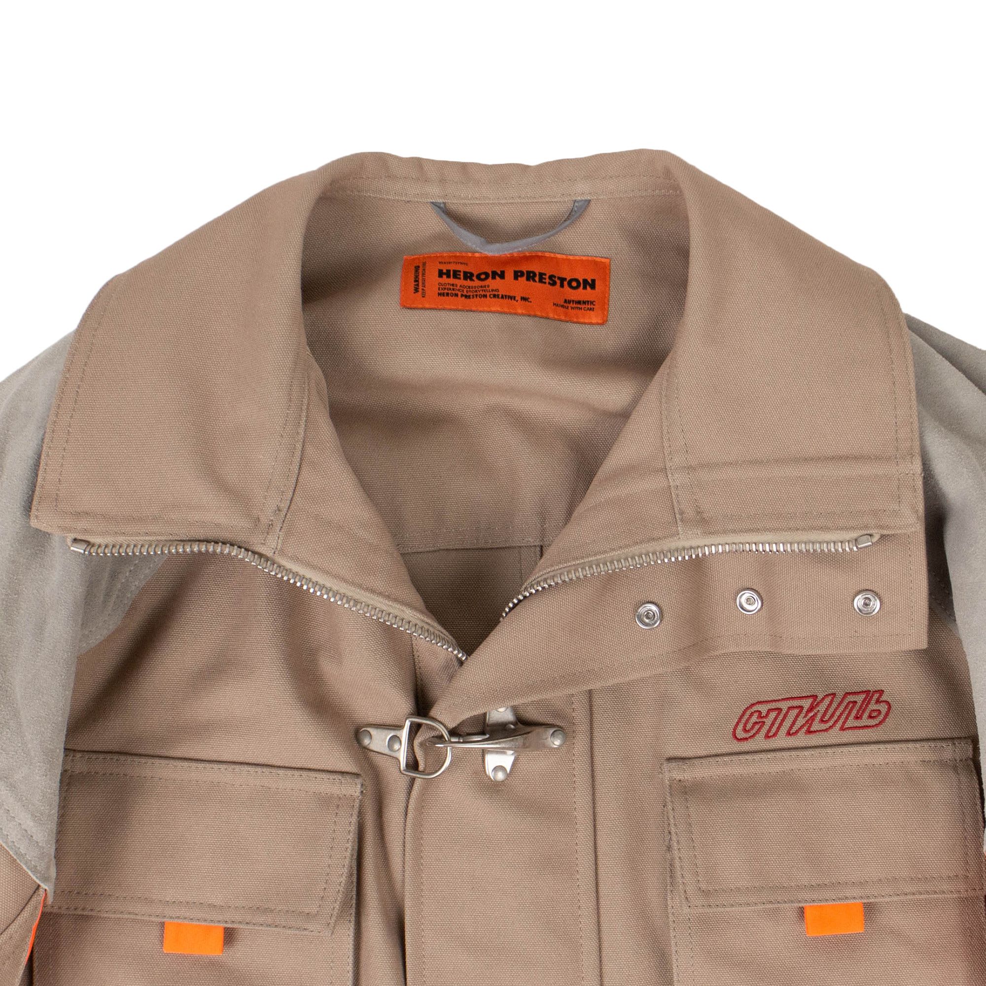 Buy Heron Preston Canvas Fireman Jacket 'Beige/Silver
