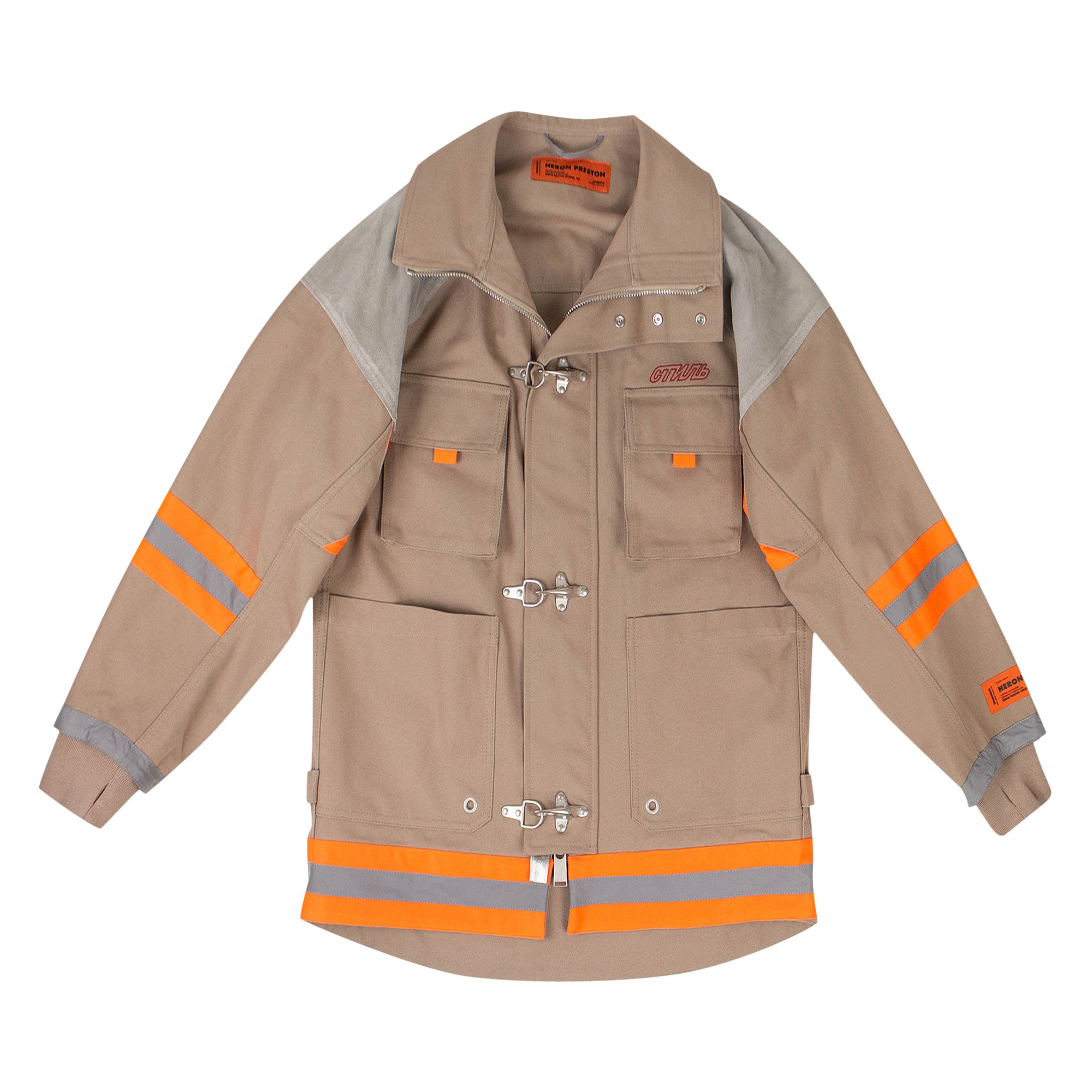 Buy Heron Preston Canvas Fireman Jacket 'Beige/Silver