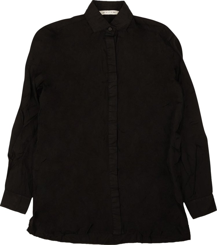 1017 ALYX 9SM Crosshatch Logo Long-Sleeve Button Down Shirt 'Black' | GOAT