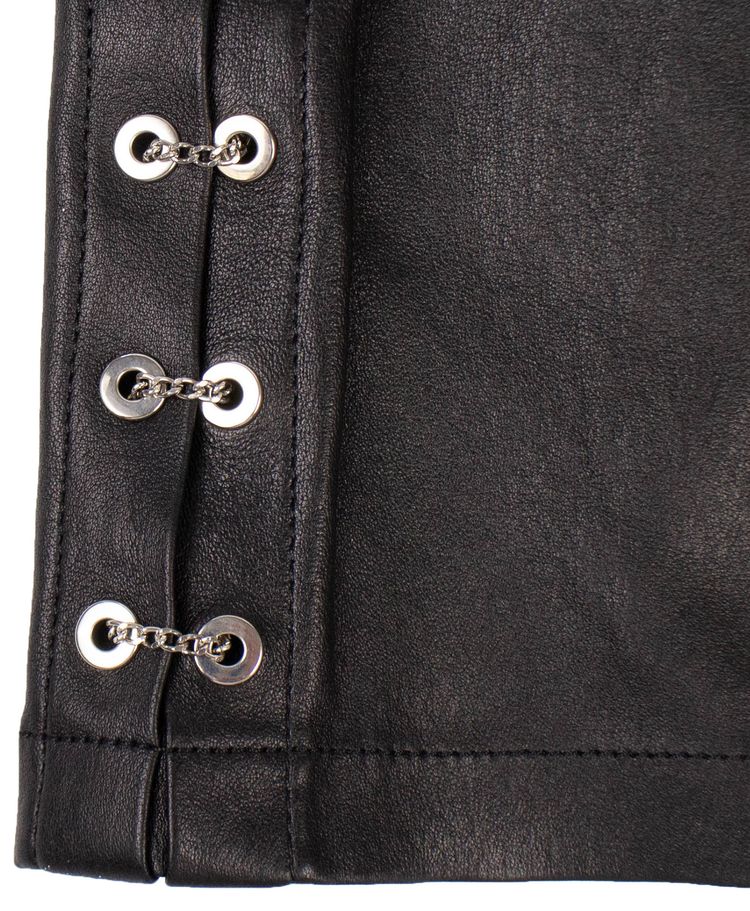 Amiri Leather Chain Mini Skirt Black