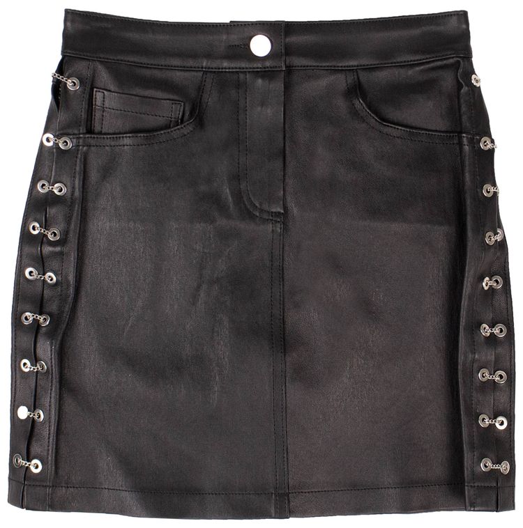 Amiri Leather Chain Mini Skirt Black